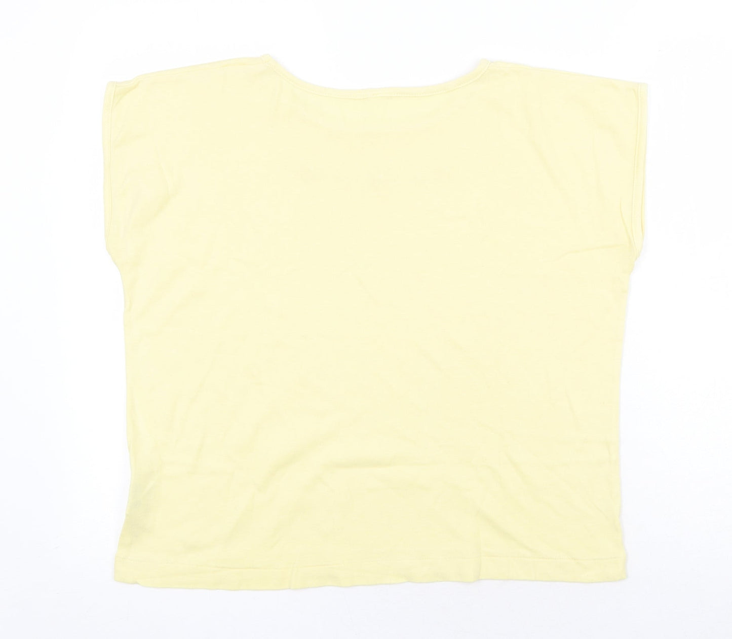 Littlewoods Womens Yellow Polyester Basic T-Shirt Size 14 Round Neck