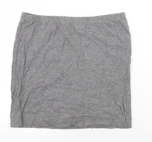 bonprix Womens Grey Cotton A-Line Skirt Size S
