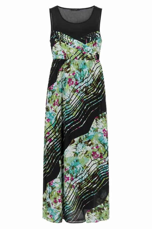 George Womens Green Geometric Polyester Maxi Size 8 Boat Neck Pullover