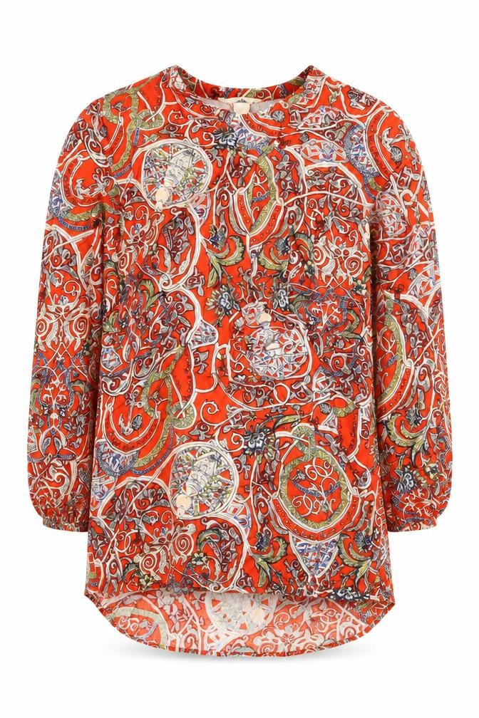 H&M Womens Orange Geometric Viscose A-Line Size 6 V-Neck Pullover