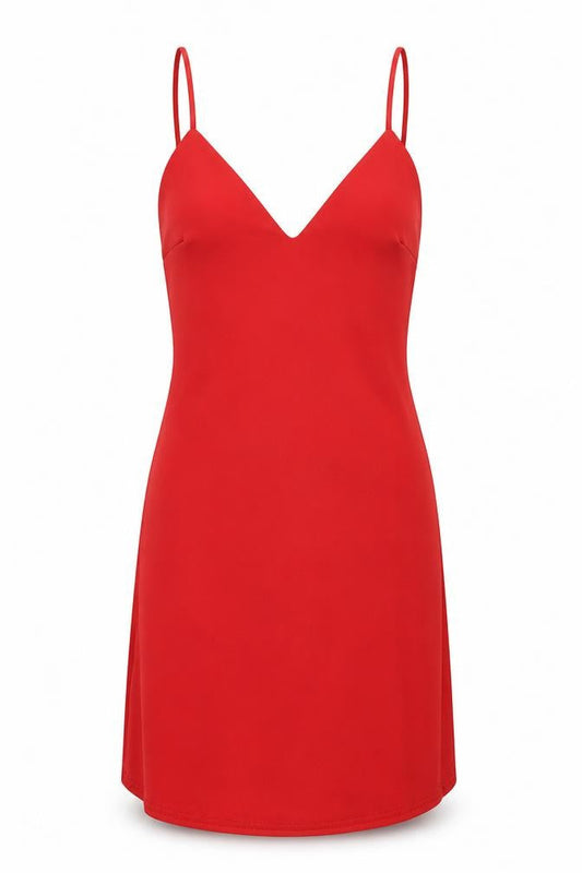 Missguided Womens Red Polyester Slip Dress Size 8 V-Neck Pullover