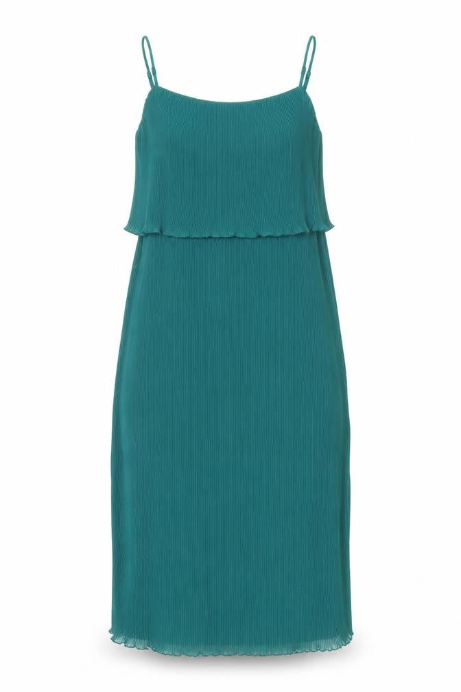 Marks & Spencer Womens Green Polyester Slip Dress Size 10 Square Neck Pullover - Plisse
