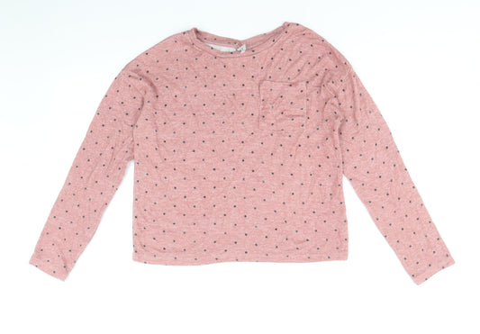 TU Girls Pink Round Neck Polka Dot Viscose Pullover Jumper Size 11 Years Pullover