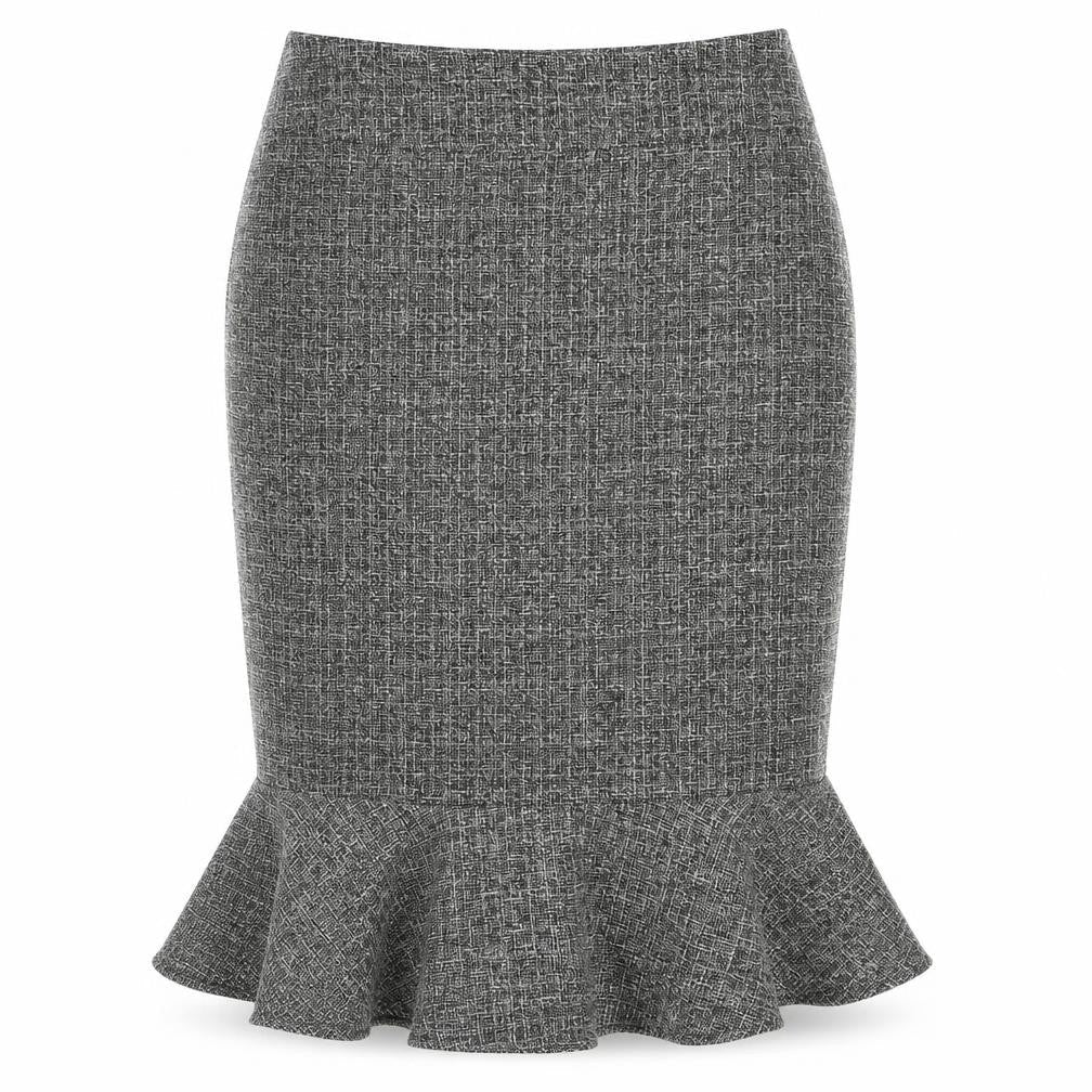 Cotton Traders Womens Grey Viscose Trumpet Skirt Size 16 Zip