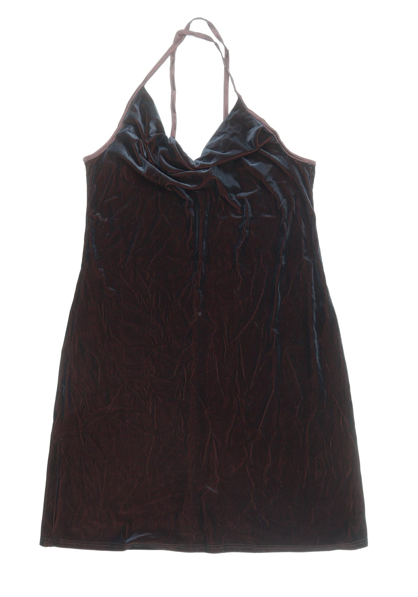 C.M.D Womens Brown Polyester A-Line Size L Halter Pullover