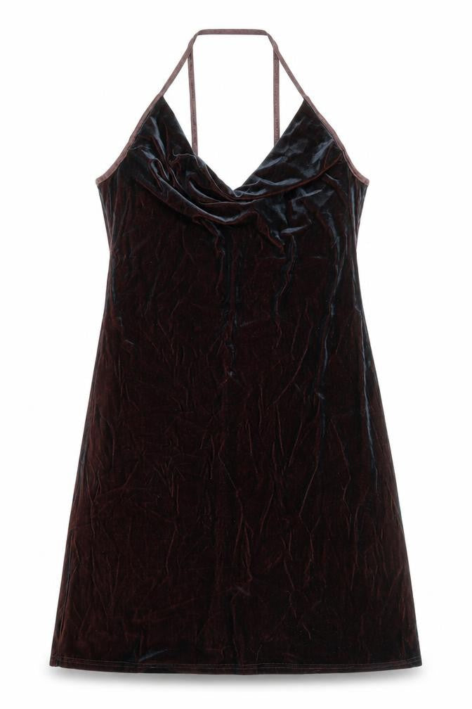 C.M.D Womens Brown Polyester A-Line Size L Halter Pullover