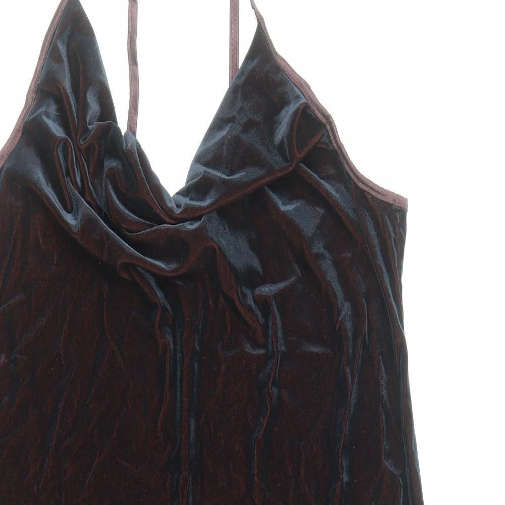 C.M.D Womens Brown Polyester A-Line Size L Halter Pullover