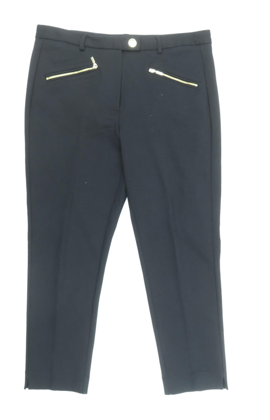 Marks and Spencer Womens Black Viscose Capri Trousers Size 14 Regular Zip