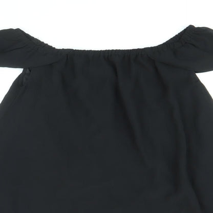 Missguided Womens Black Polyester Trapeze & Swing Size 4 Off the Shoulder Pullover