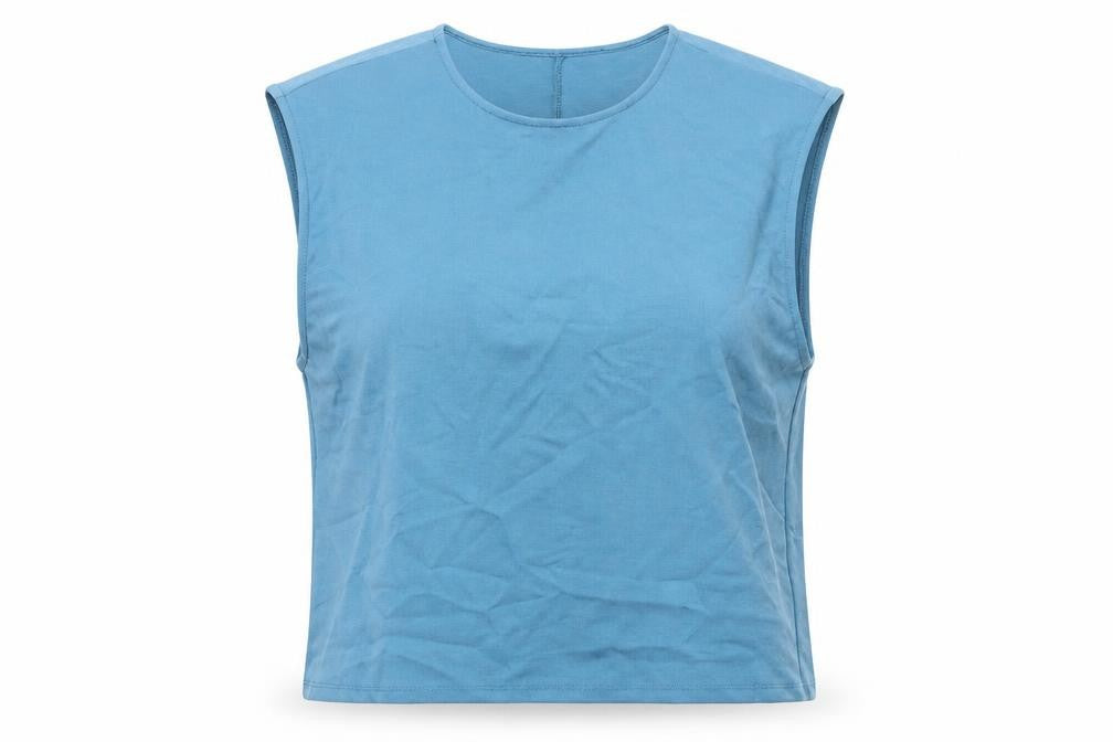 Zara Womens Blue Lyocell Basic T-Shirt Size M Round Neck