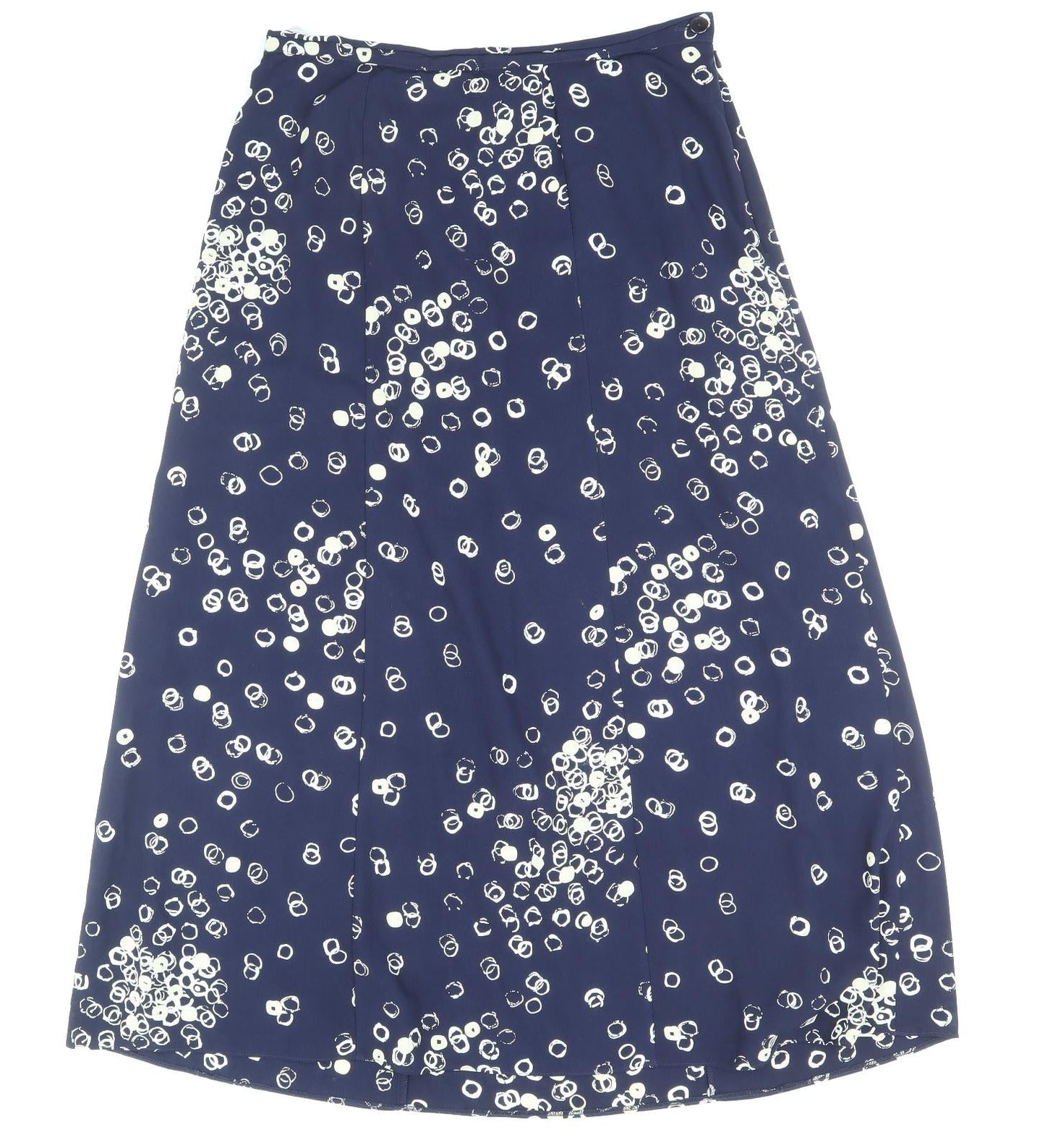 Focus Womens Blue Geometric Polyester A-Line Skirt Size 14 Zip