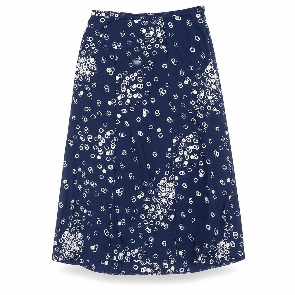 Focus Womens Blue Geometric Polyester A-Line Skirt Size 14 Zip