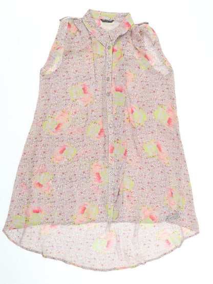 Miss Selfridge Womens Multicoloured Floral Polyester Shirt Dress Size 8 Collared Button