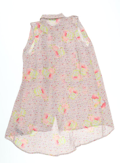 Miss Selfridge Womens Multicoloured Floral Polyester Shirt Dress Size 8 Collared Button