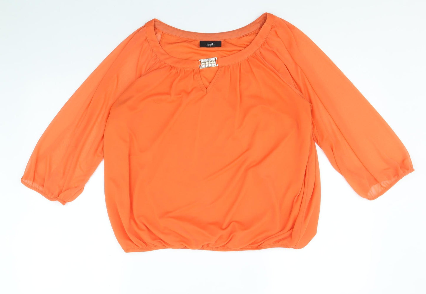 Wallis Womens Orange Polyester Basic Blouse Size M Boat Neck