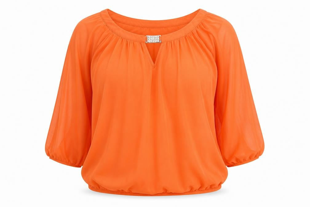 Wallis Womens Orange Polyester Basic Blouse Size M Boat Neck