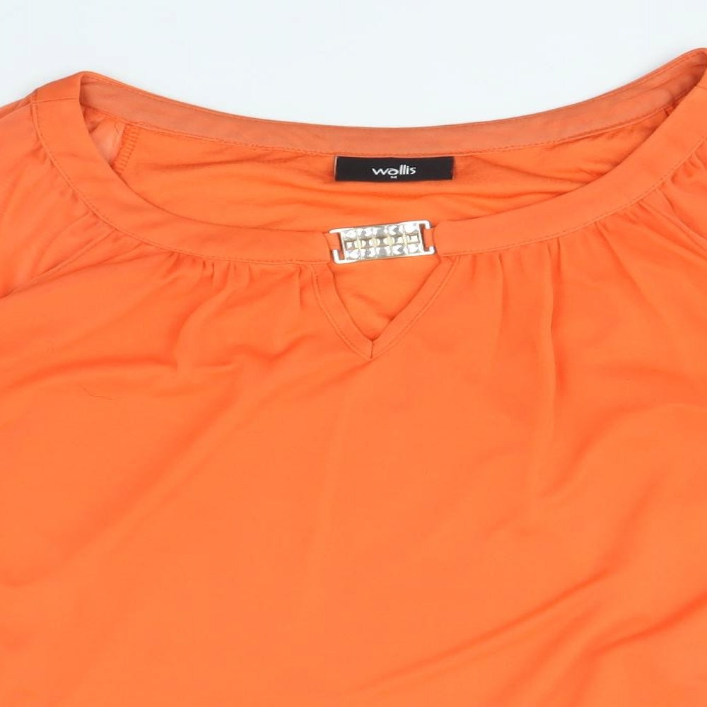 Wallis Womens Orange Polyester Basic Blouse Size M Boat Neck