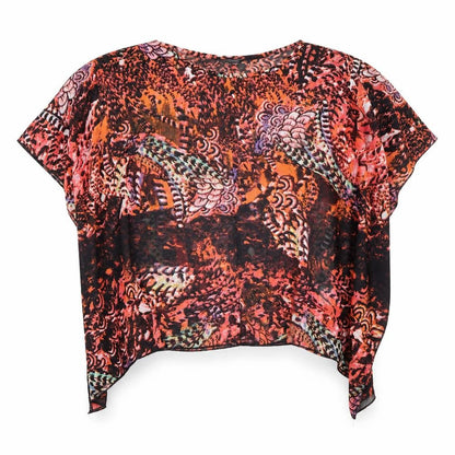 Peacocks Womens Multicoloured Geometric Polyester Basic Blouse Size S Boat Neck