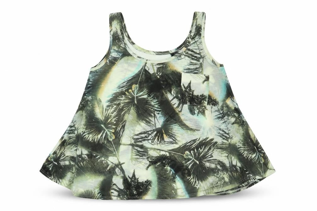 Divided by H&M Womens Multicoloured Geometric Polyester Basic Tank Size 8 Scoop Neck - Palm Tree Print