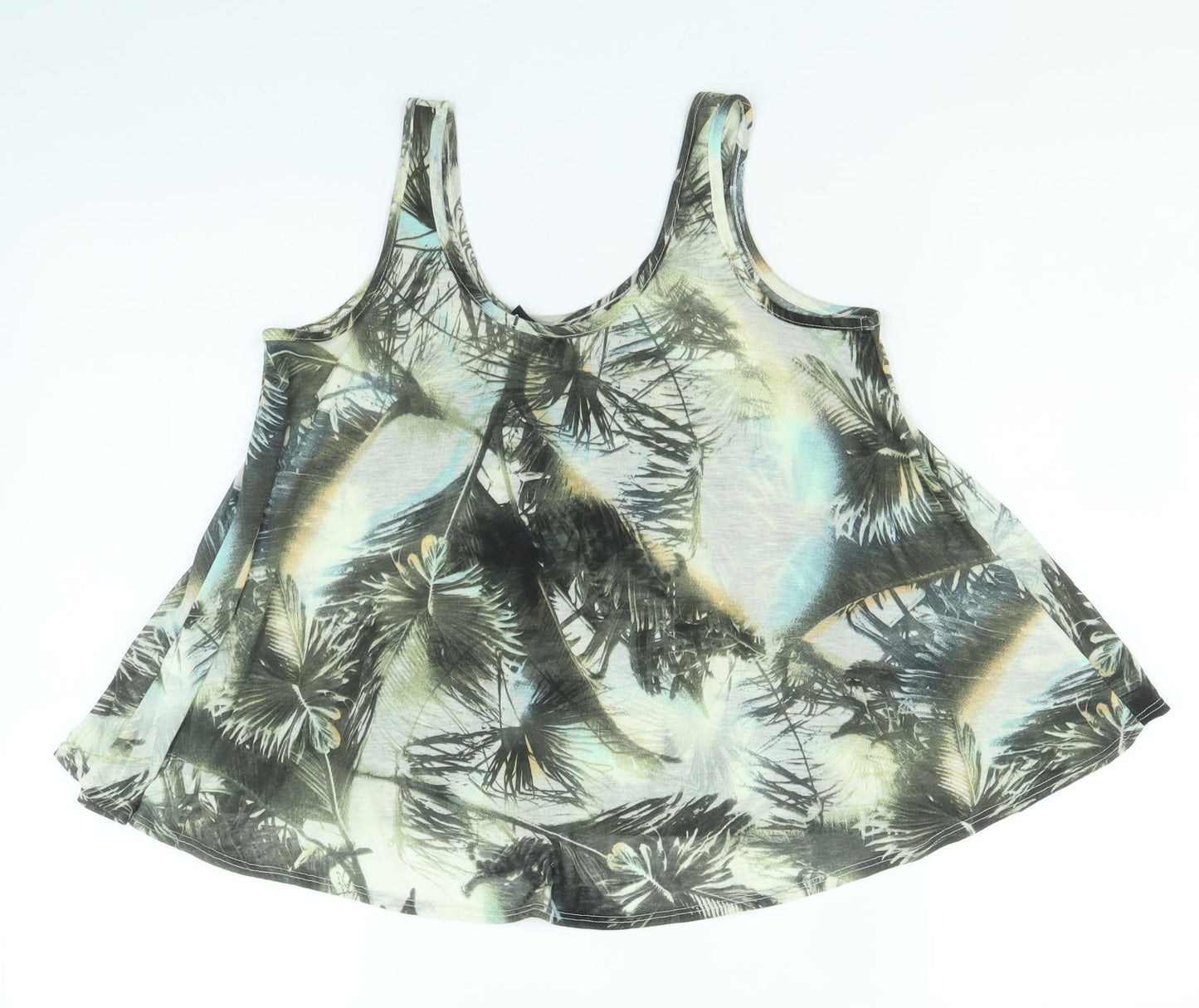Divided by H&M Womens Multicoloured Geometric Polyester Basic Tank Size 8 Scoop Neck - Palm Tree Print