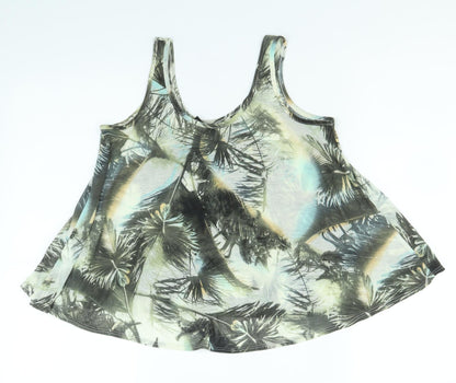 Divided by H&M Womens Multicoloured Geometric Polyester Basic Tank Size 8 Scoop Neck - Palm Tree Print