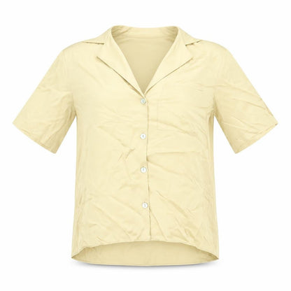 Zara Womens Gold Viscose Basic Button-Up Size S V-Neck