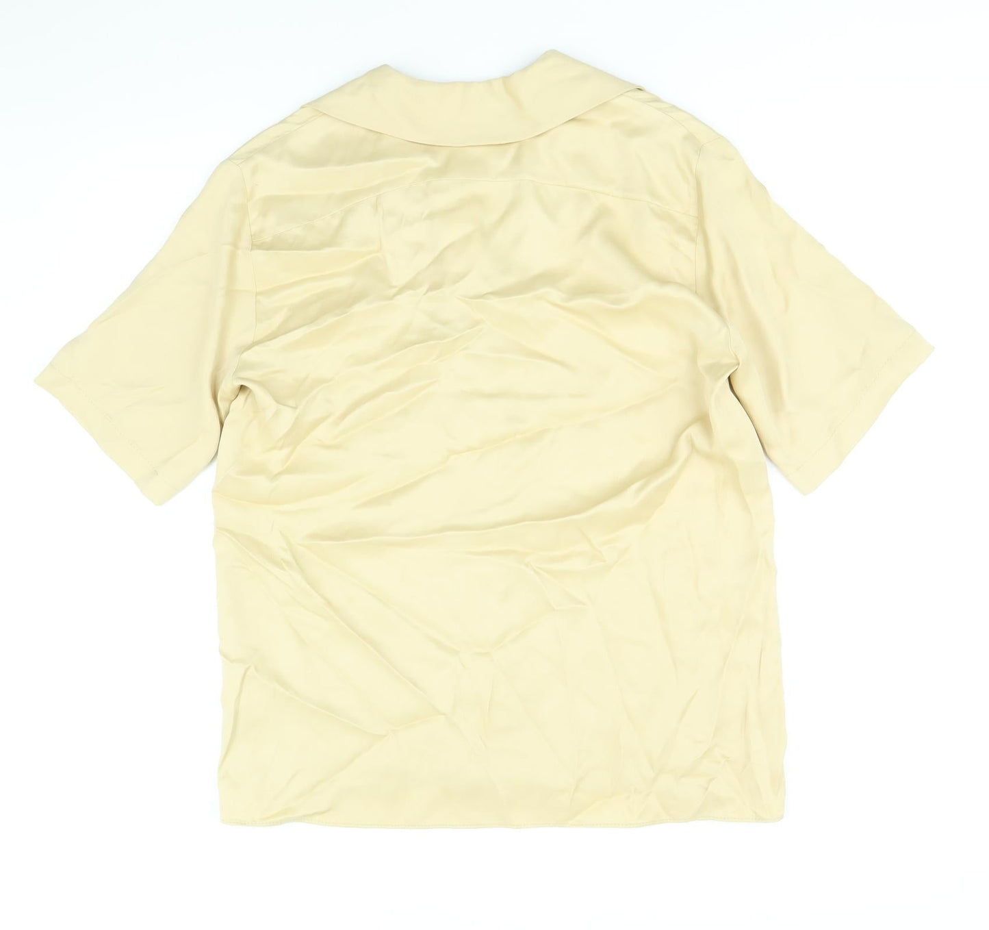 Zara Womens Gold Viscose Basic Button-Up Size S V-Neck