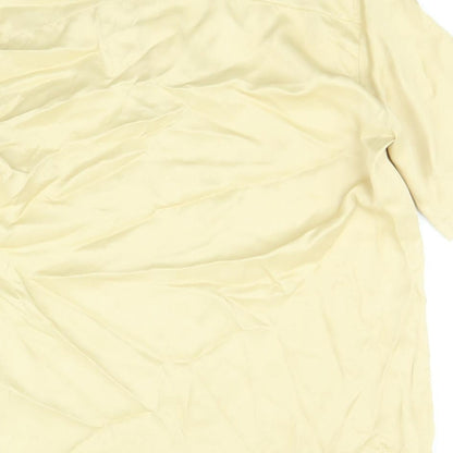 Zara Womens Gold Viscose Basic Button-Up Size S V-Neck
