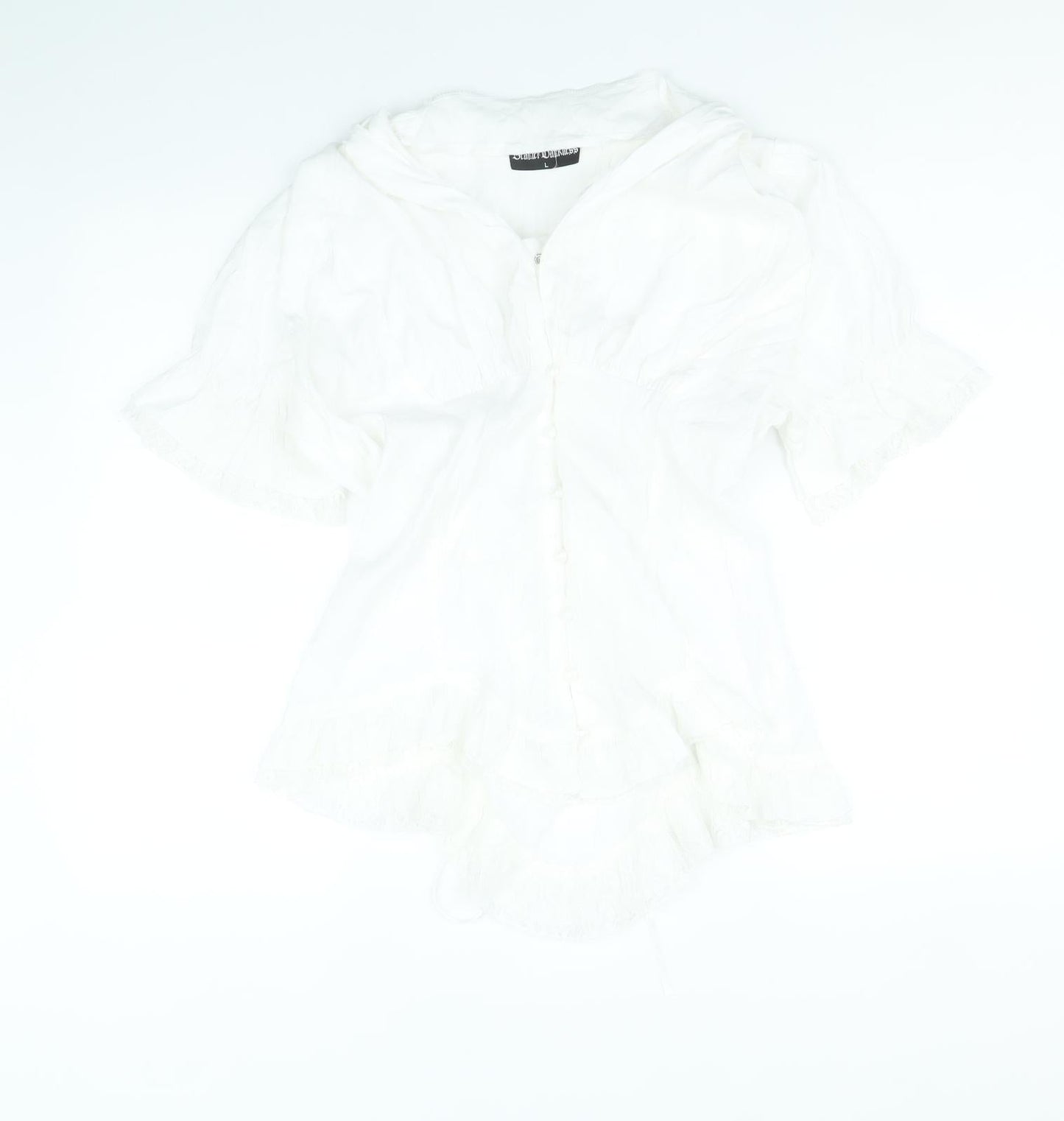 Scarlett Darkness Womens White Viscose Basic Blouse Size L V-Neck