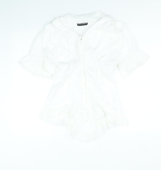 Scarlett Darkness Womens White Viscose Basic Blouse Size L V-Neck