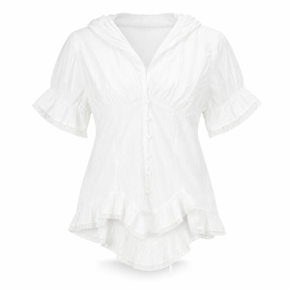 Scarlett Darkness Womens White Viscose Basic Blouse Size L V-Neck