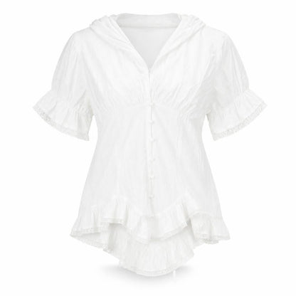Scarlett Darkness Womens White Viscose Basic Blouse Size L V-Neck