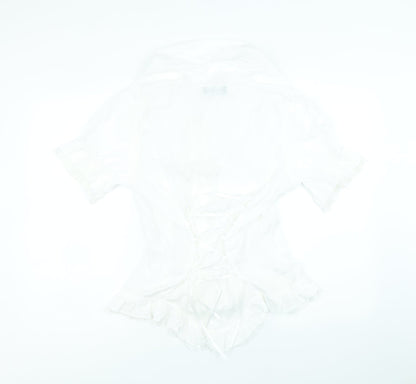 Scarlett Darkness Womens White Viscose Basic Blouse Size L V-Neck
