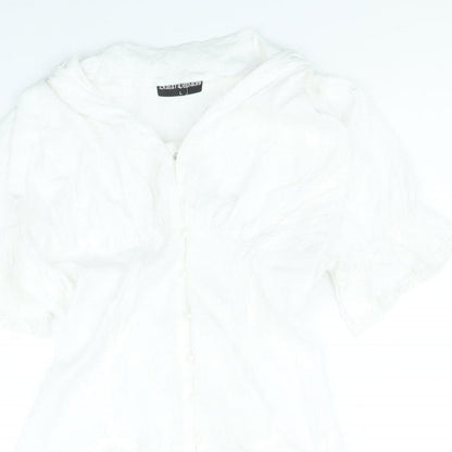 Scarlett Darkness Womens White Viscose Basic Blouse Size L V-Neck