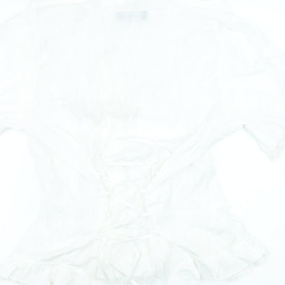 Scarlett Darkness Womens White Viscose Basic Blouse Size L V-Neck