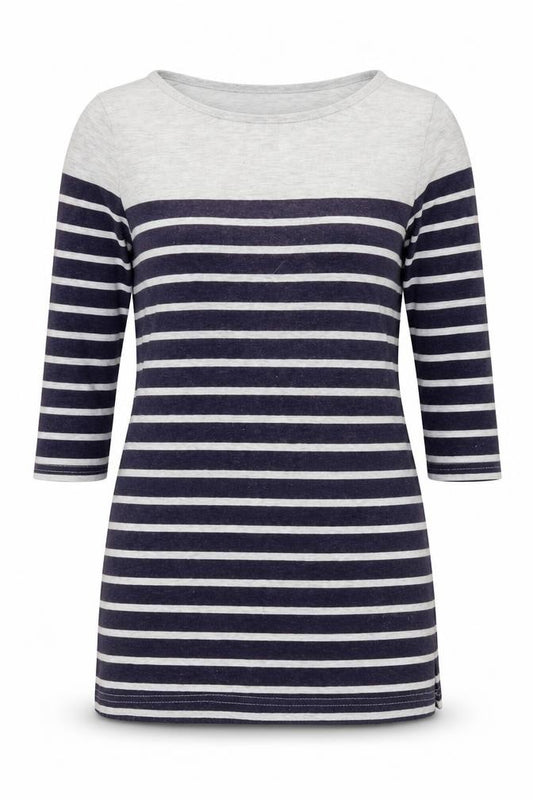 Papaya Womens Blue Striped Cotton Basic Tank Size 8 Boat Neck