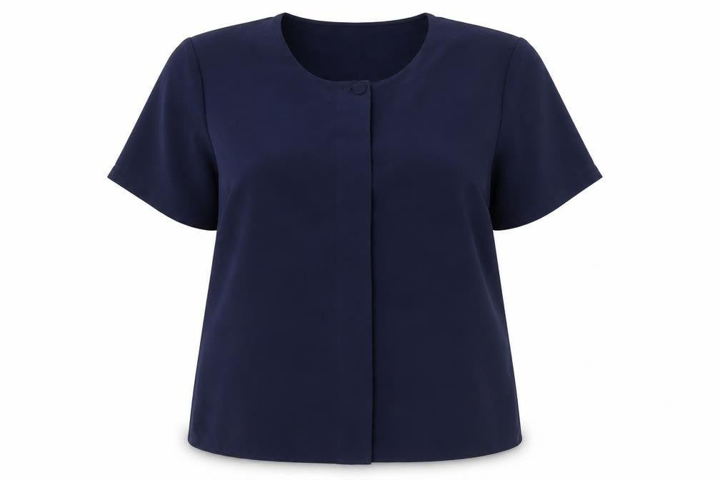 St Michael Womens Blue Polyester Basic Blouse Size 16 Round Neck