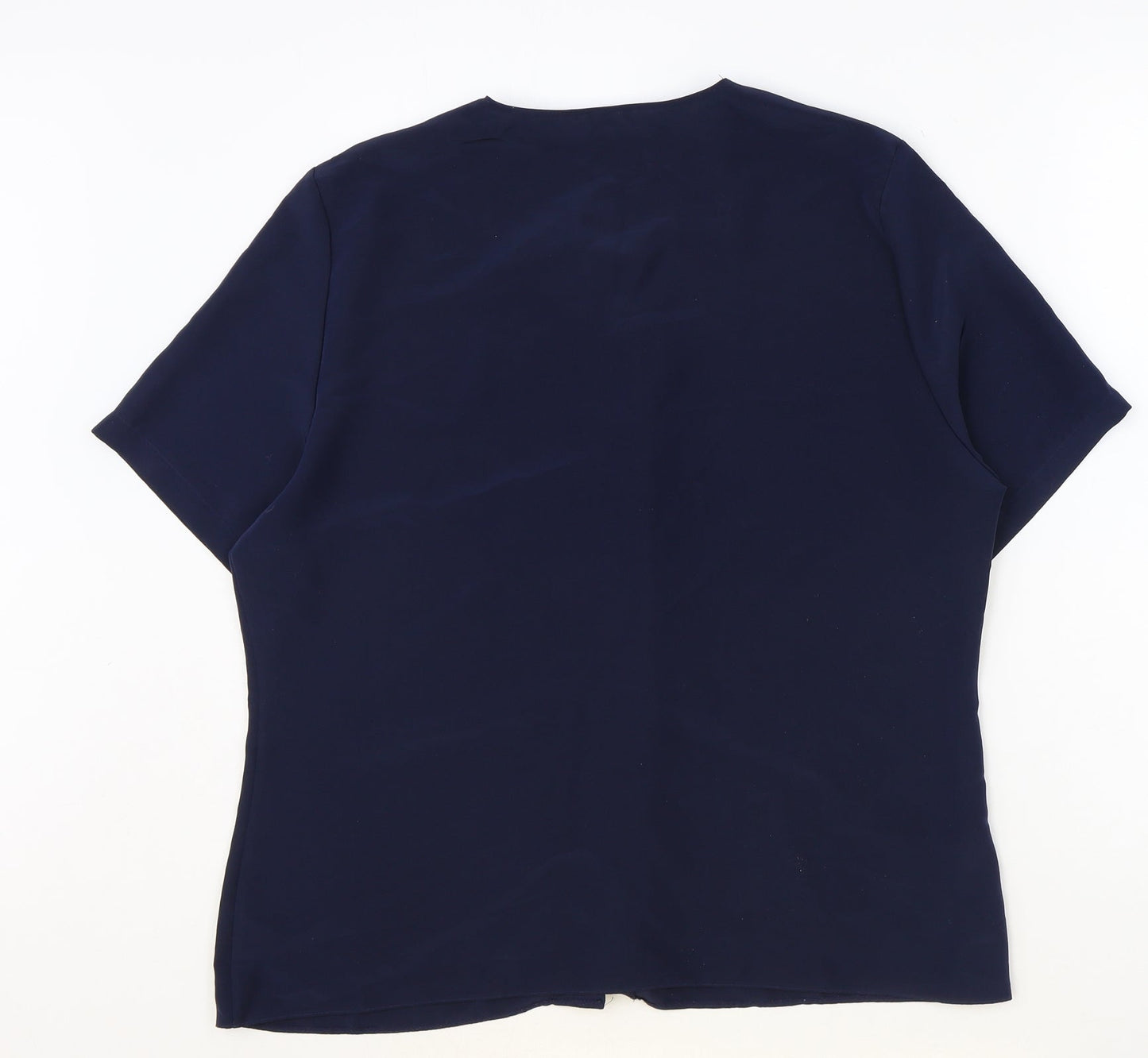 St Michael Womens Blue Polyester Basic Blouse Size 16 Round Neck
