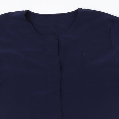 St Michael Womens Blue Polyester Basic Blouse Size 16 Round Neck