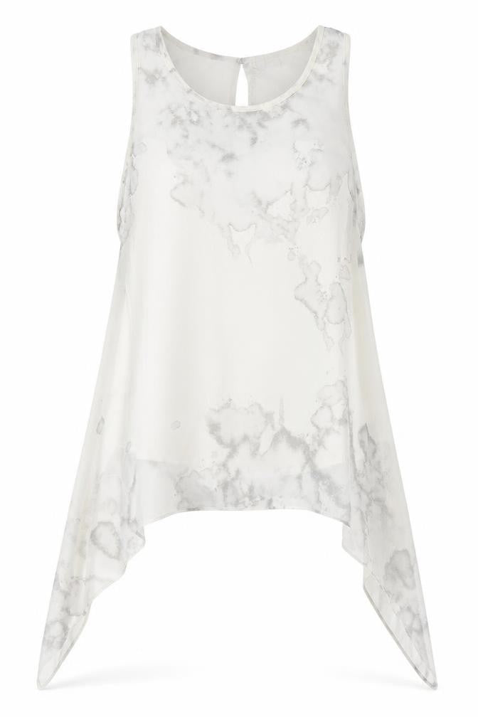 H&M Womens Ivory Geometric Polyester Basic Tank Size 12 Boat Neck - Asymmetric