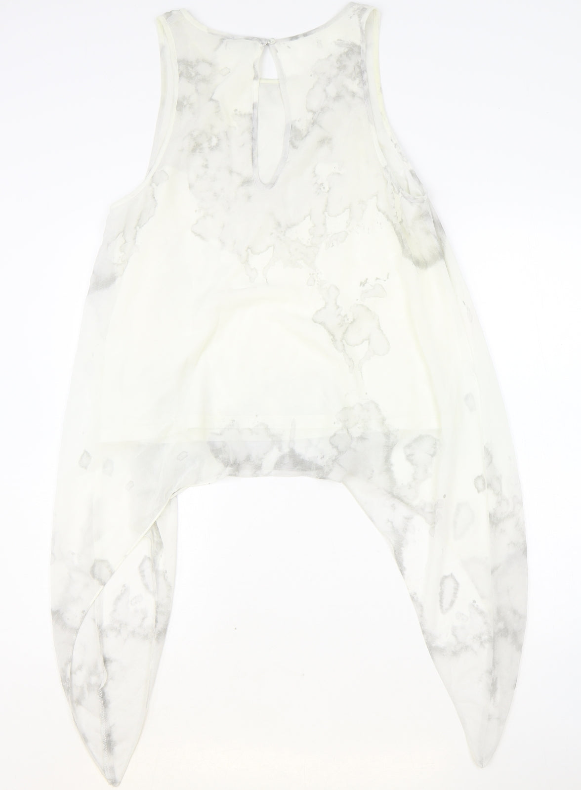 H&M Womens Ivory Geometric Polyester Basic Tank Size 12 Boat Neck - Asymmetric