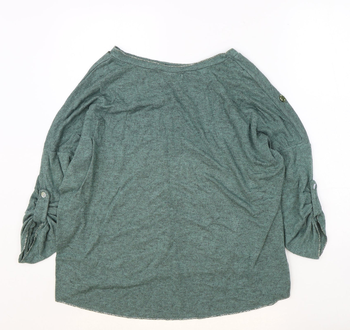 New Collection Womens Green Polka Dot Nylon Basic Blouse Size M Boat Neck