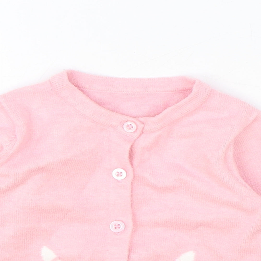 Nutmeg Girls Pink Viscose Cardigan Jumper Size 3-6 Months Button - Rabbit