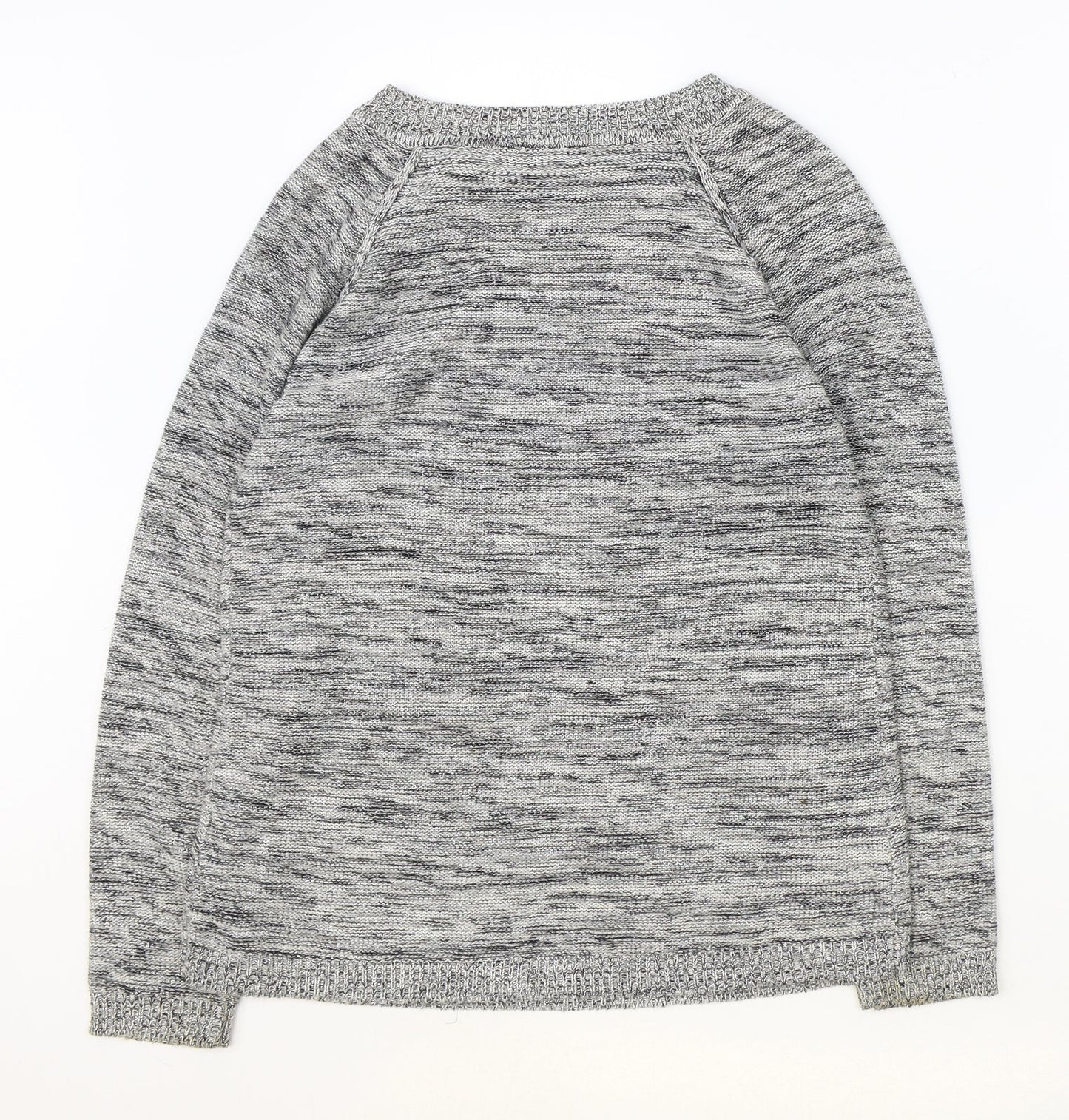 fransa Womens Grey Round Neck Geometric Acrylic Pullover Jumper Size S