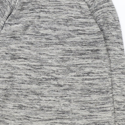 Fransa Womens Grey Round Neck Geometric Acrylic Pullover Jumper Size S