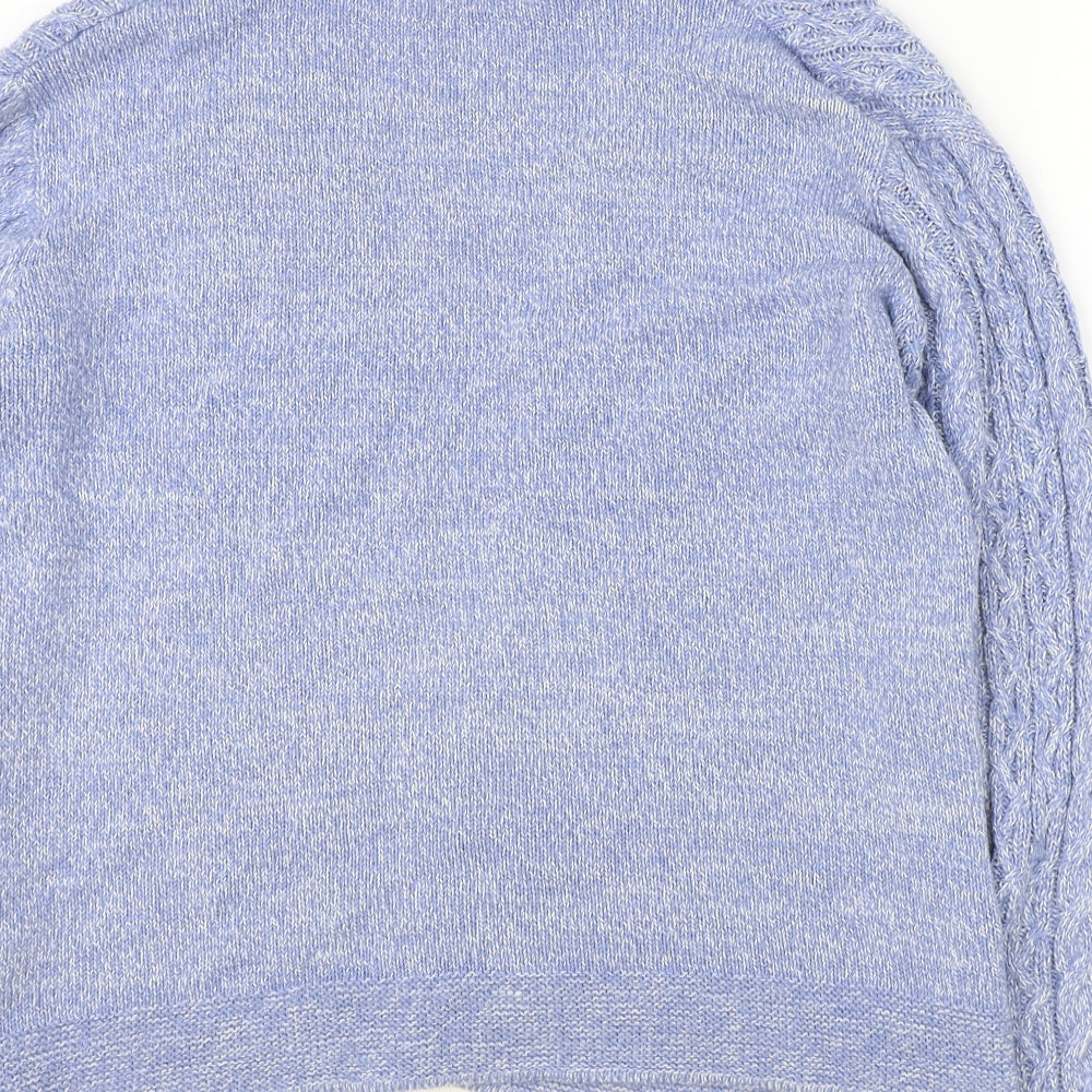 ISLE Womens Blue V-Neck Geometric Acrylic Cardigan Jumper Size S