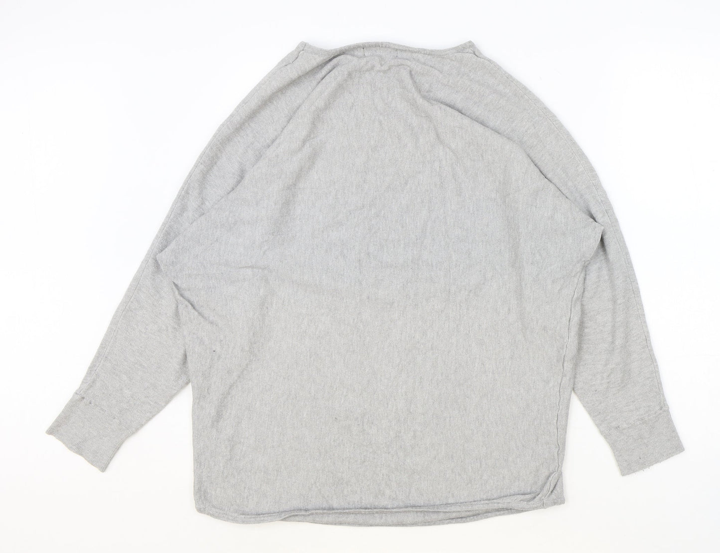 QED London Womens Grey Viscose Basic Blouse Size S Boat Neck - Lips Motif