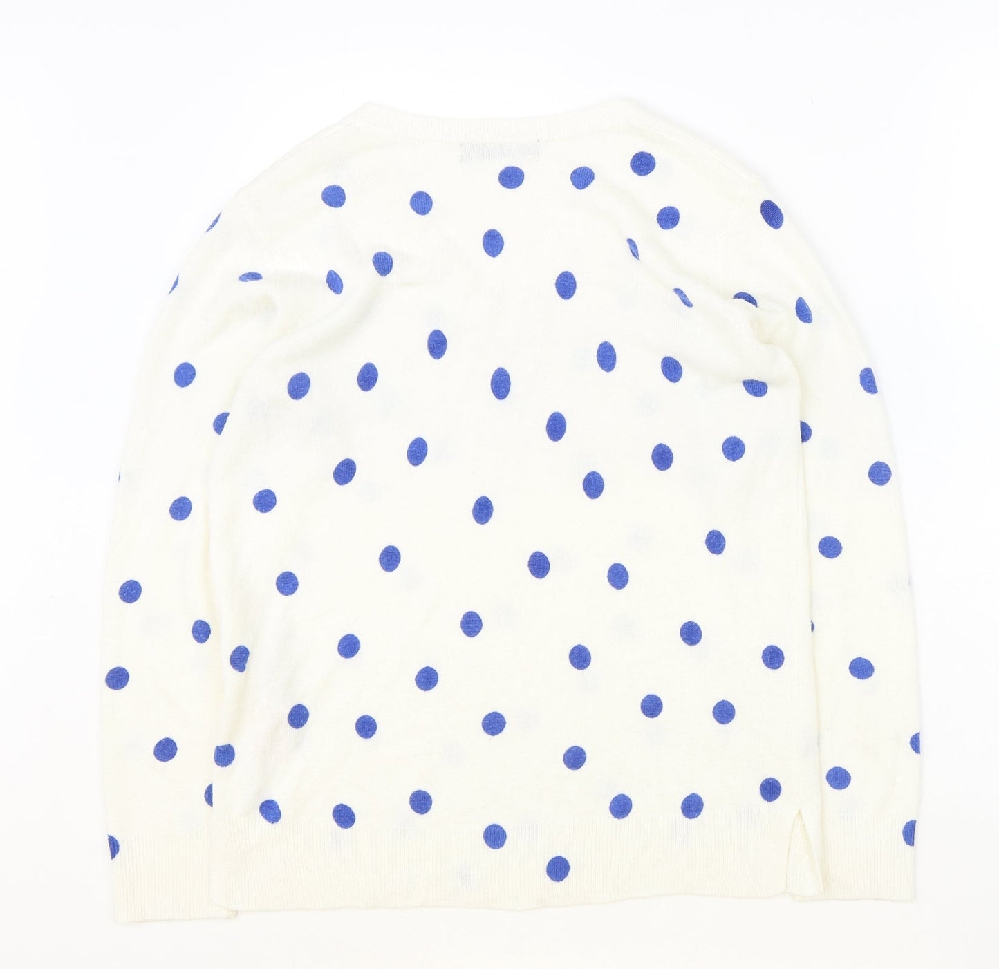 Marks and Spencer Womens Ivory V-Neck Polka Dot Acrylic Pullover Jumper Size 12