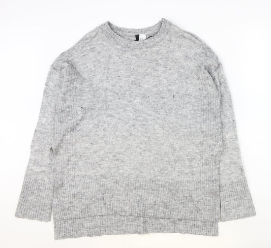 Divided Womens Grey Round Neck Acrylic Pullover Jumper Size M