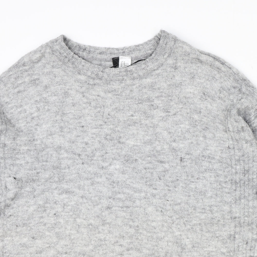 Divided Womens Grey Round Neck Acrylic Pullover Jumper Size M